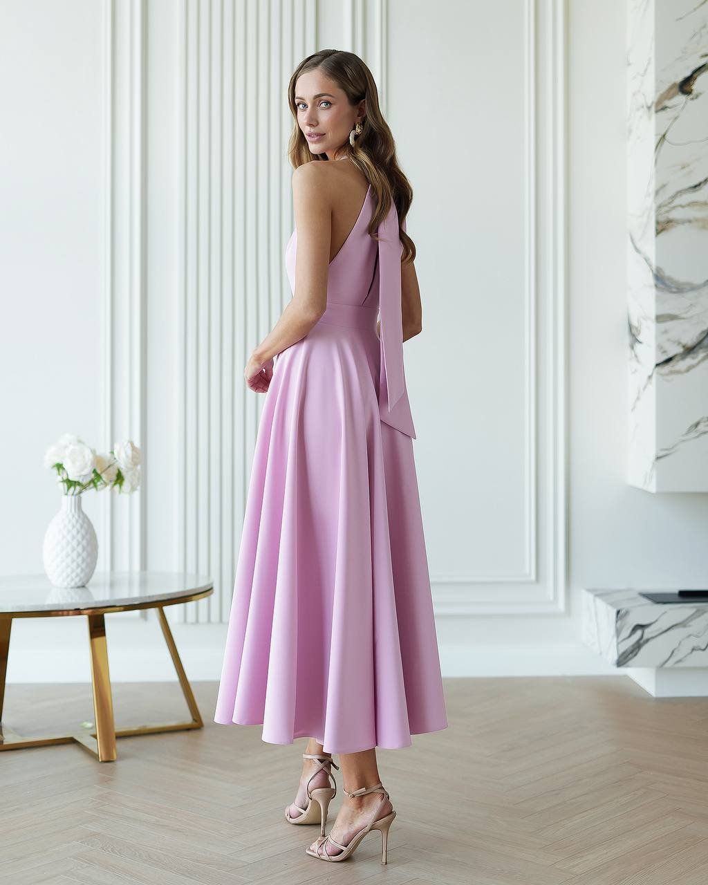 Vestiti: Rosa Elegant Midi Dress with Bow Size: S – Nuovo e nell'imballaggio originale da Zürich venduto da Ms.Me-Fashion 8