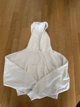 Pull&Bear Hoodie, Weiss, Crop, Gr. M – Lässig für Herbst!