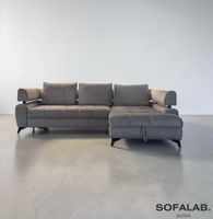Ecksofa mit Schlaffunktion und Stauraum, silbergrau