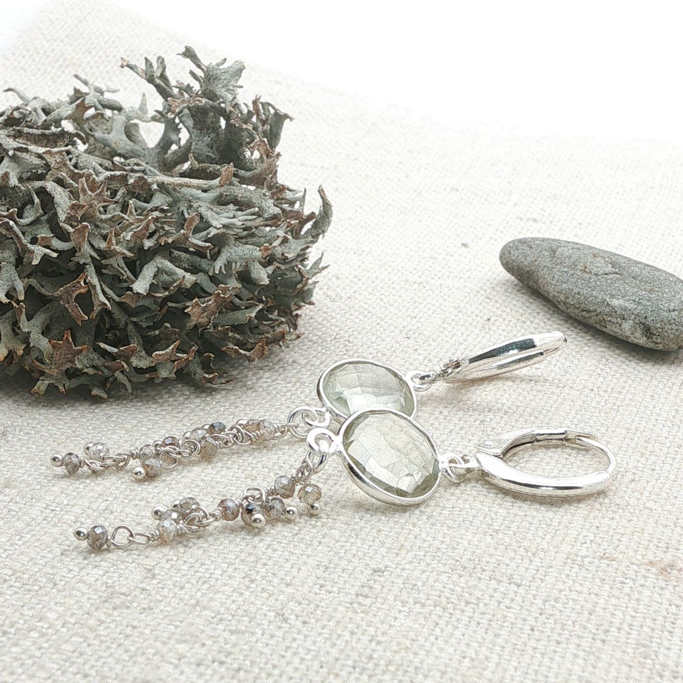 Olga Ribler Orecchini pendenti & Orecchini a lobo: Creolen  mit Prasiolithe - Sterling Silber 925 – Nuovo (secondo la descrizione) da Luzern venduto da Schmuckoutlet 4
