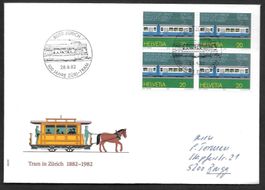 Sonderbrief S. 1105 100 Jahre Züri-Tram Zürich 28.8.1982