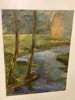 Magy Seiler Acrylgemälde Nr. 6 signiert Bachlauf und Bäumen