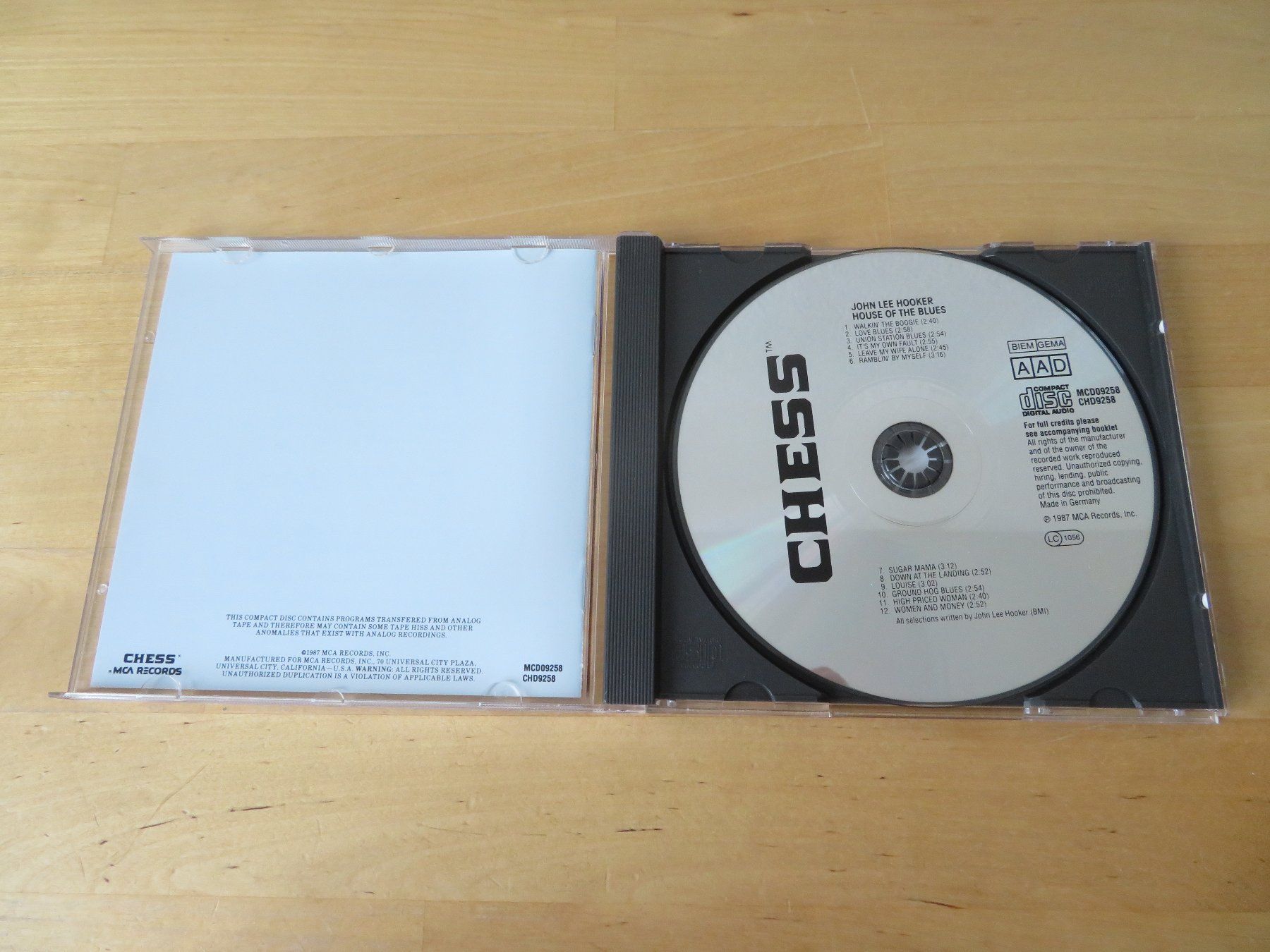 CD: JOHN LEE HOOKER "House of the Blues" – Usato da zürich venduto da Goldimmund 1