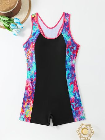 2 Badeanzuge  Damen blickdicht bunt schwarz Grösse 4XL (52)