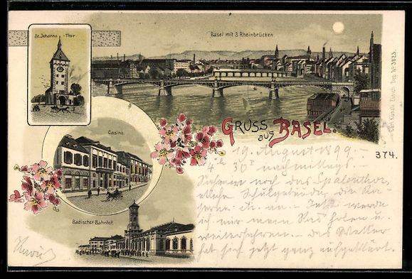 Cartoline postali: Litho Basel, Casino, St. Johanns-Tor, Ba – Usato da Berlin venduto da bartko-reher