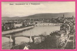 Basel Generalansicht der 3 Rheinbrücken