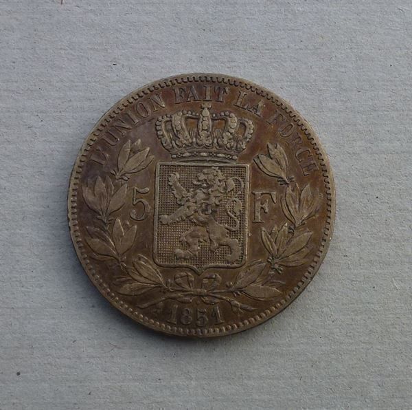 Tutti le monete: Belgien ++ 5.- Francs 1851 – Usato da Walkringen venduto da Casablanca777 1
