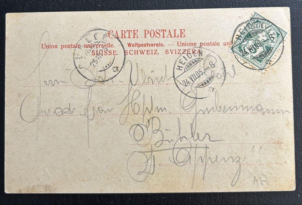 Ansichtskarten: Gruss aus Heiden 1905 – Gebraucht aus Horw von Tellbub 1