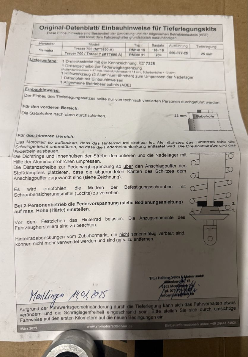 Yamaha Tutti i ricambio per moto: Kit de rabaissement yamaha tracer 7 / 700 – Usato da St-Maurice venduto da m_o_9jdf 3