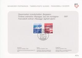 1991 427a Dauermarken Landschaften Sammelblatt PTT