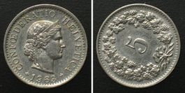 Schweiz 5 Rappen 1963 Ku-Ni STEMPELDREHUNG 60° vz+