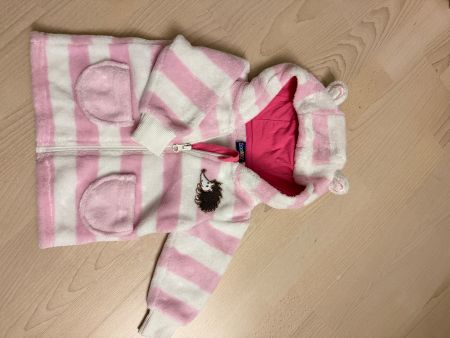 Baby Jacke Fleece gestreift Gr. 62/68 mit Igel Applikation