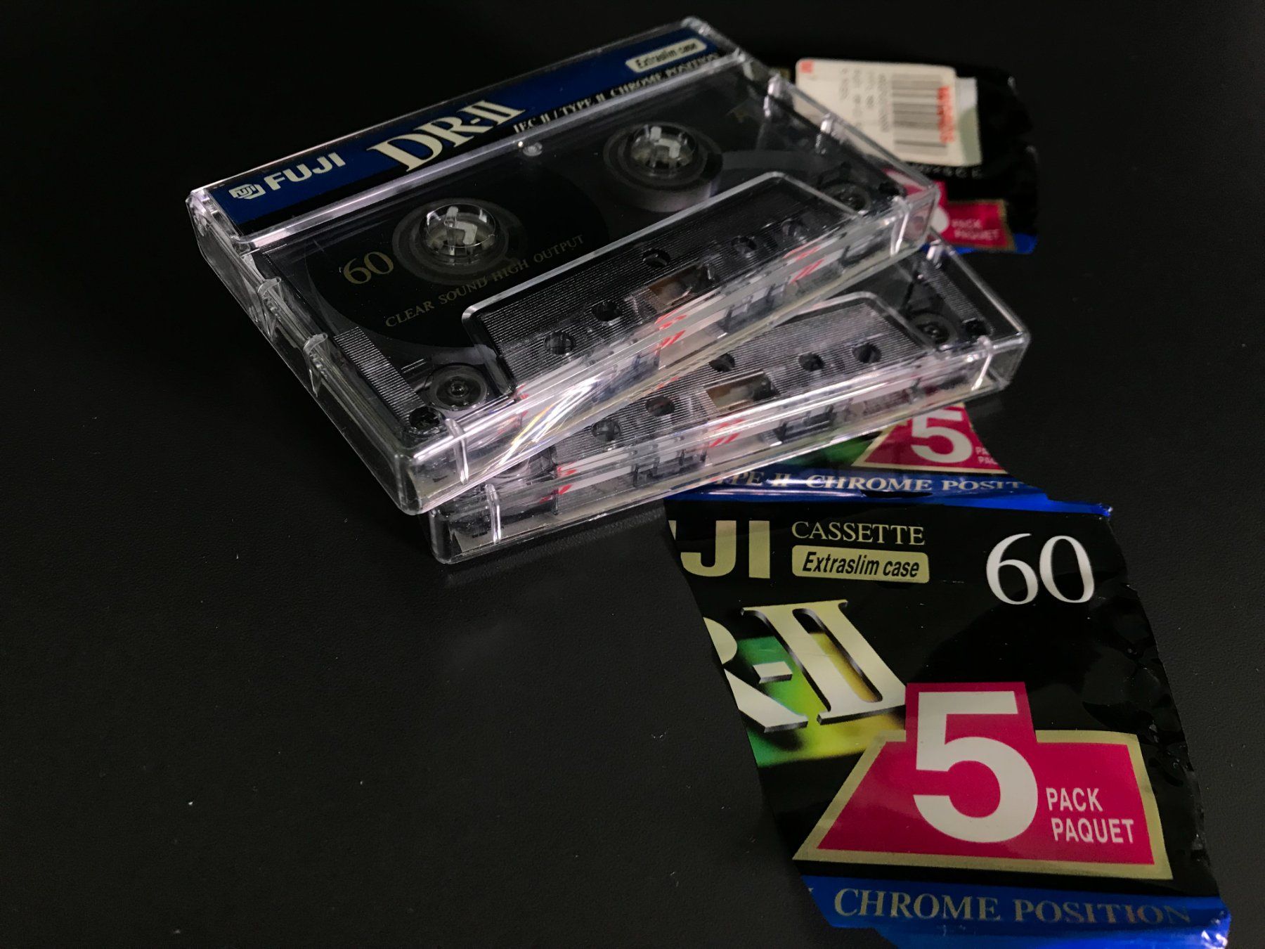 Musicassette: 2x FUJI DR-II 60 Extraslim case – Nuovo e nell'imballaggio originale da Zürich venduto da Tapehead 2