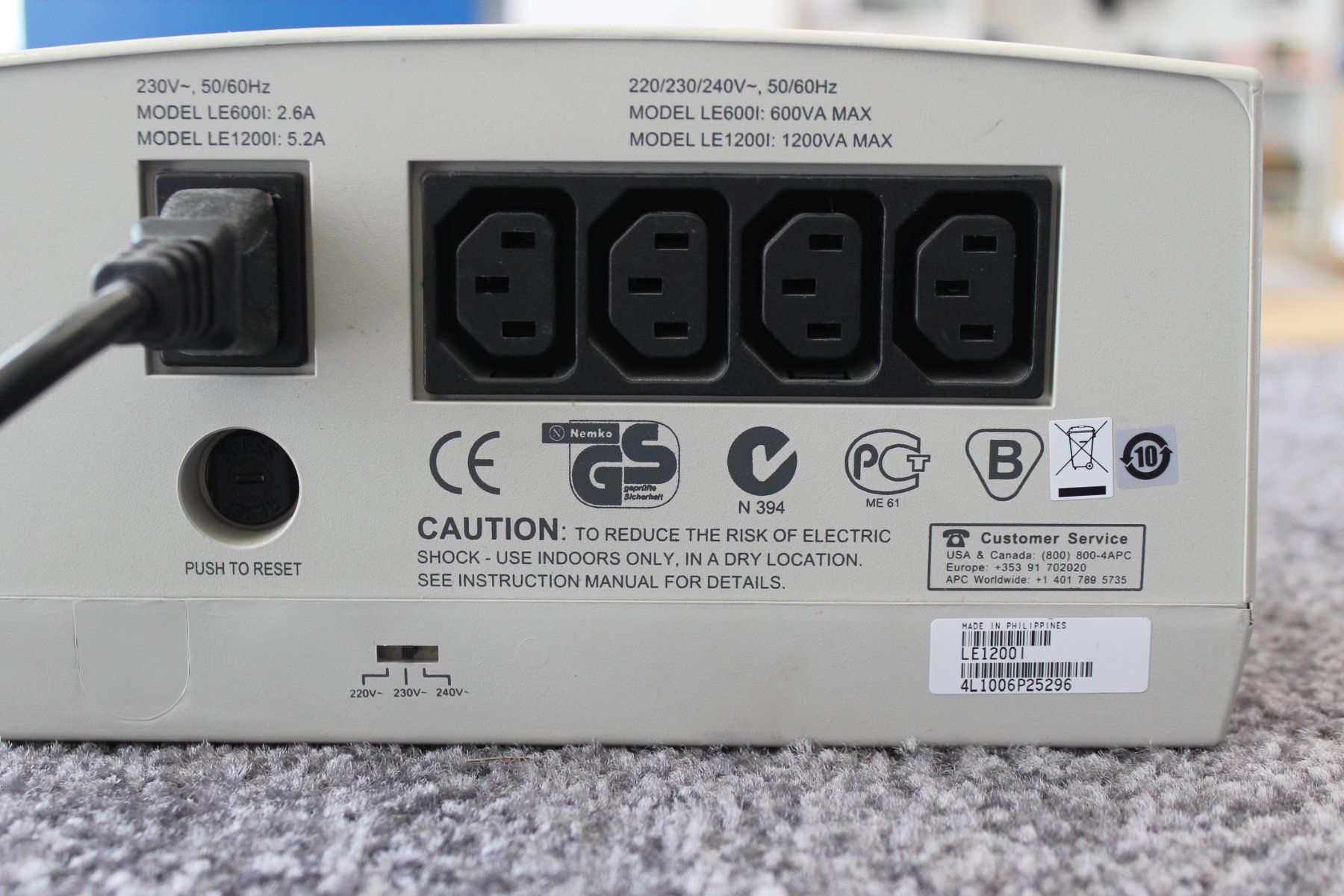 Apc Componenti elettronici: APC Line 1200 Spannungsregler – Usato da Ebikon venduto da Dan40 2