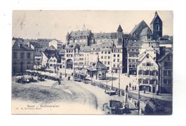 Basel - Barfüsserplatz mit dem Tram - 1906
