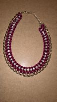 Statement Kette Samt bordeaux Strass goldfarben 