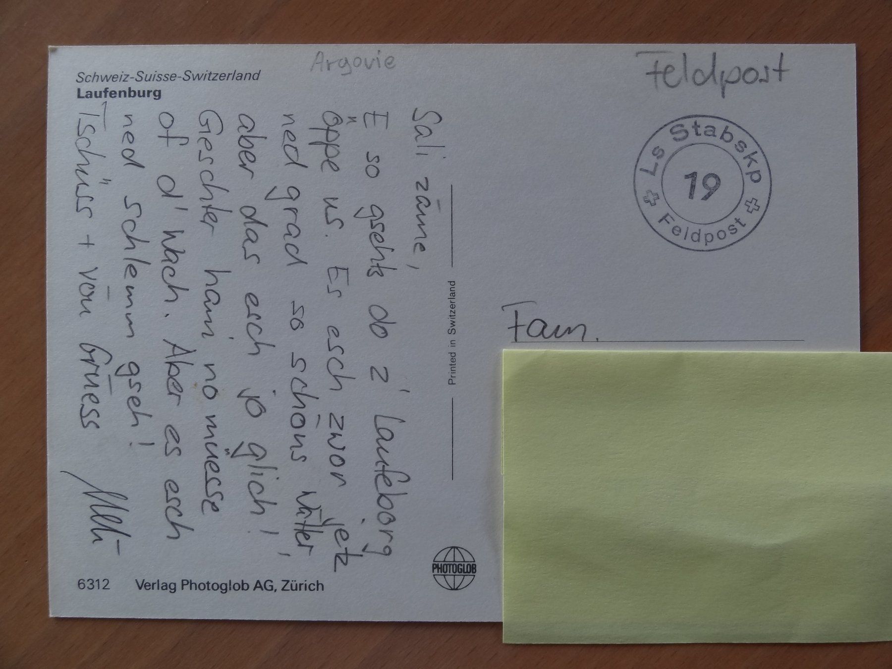 Cartoline postali: Laufenburg - poste militaire - AG – Usato da St Léonard venduto da Riglin 1