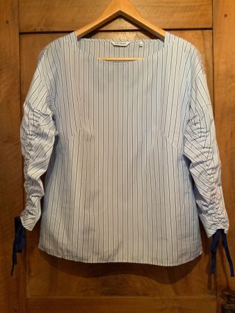 Caliban.Jolie chemisier bleu rayé, 100% cotton. T 42 (IT)