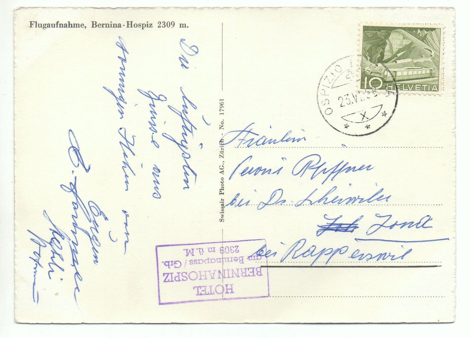 Cartes postales: BERNINA-HOSPIZ Flugaufnahme – D'occasion à Jona par philajona 1
