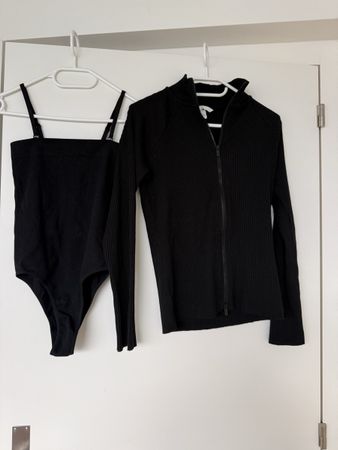 H&M Body noir et veste zippée 