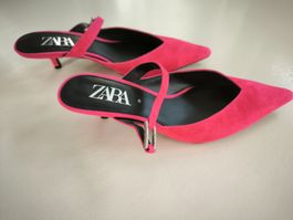 Wunderschöne rosa Wildleder-Pantoletten von Zara EU39 Neu!