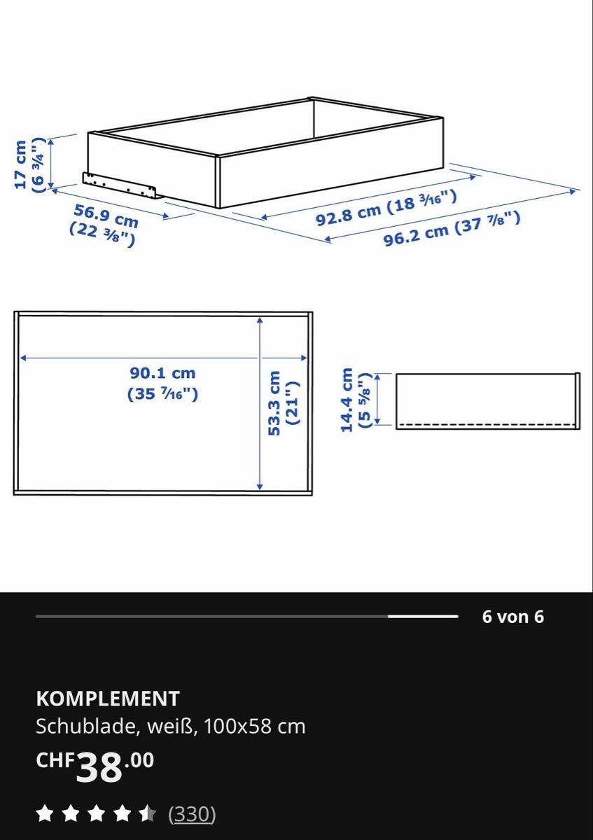 Armadi: KOMPLEMENT Schublade, weiss, 100x58cm, Top Zustand! – Usato da Urtenen-Schönbühl venduto da daremare 1