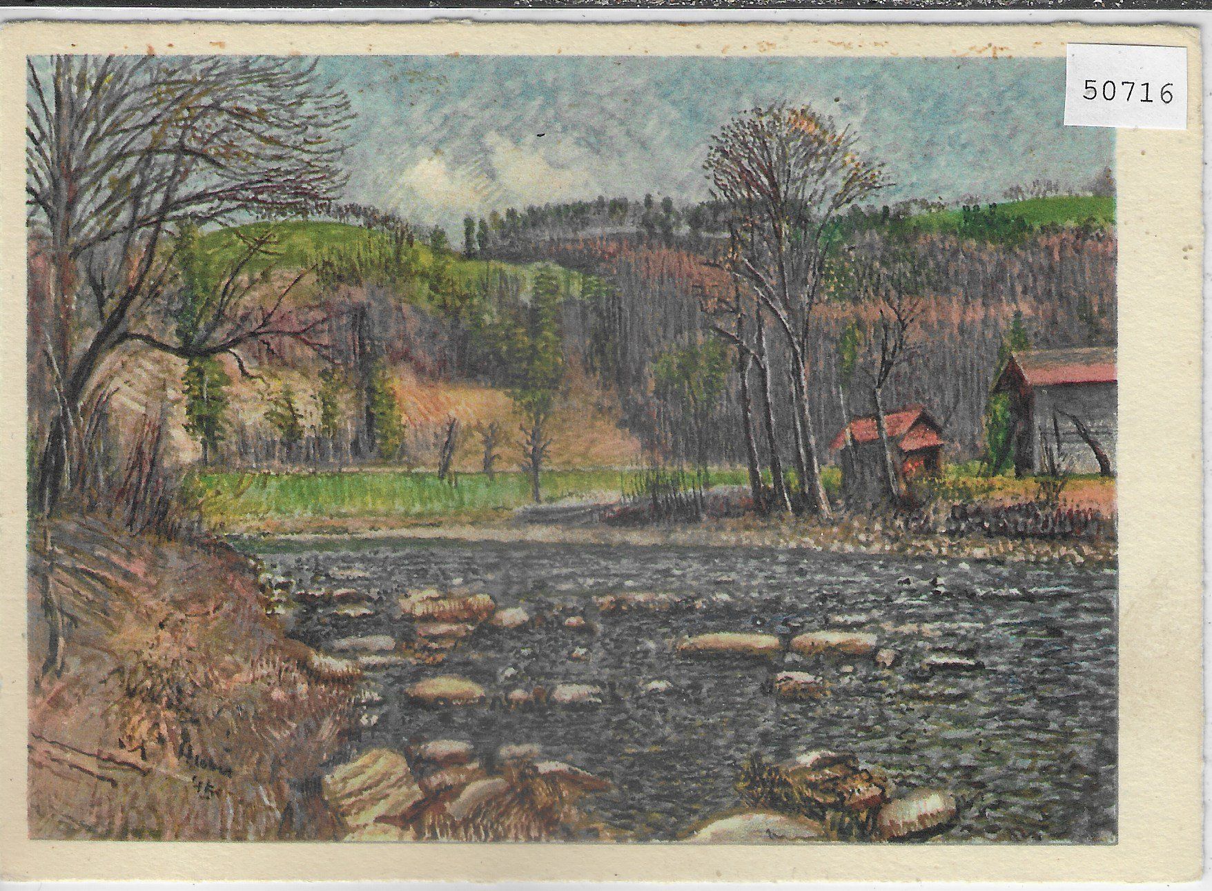Cartoline postali: Pro Juventute - Sihllandschaft - Hermann Huber – Usato da Ettingen venduto da Kartenplanet