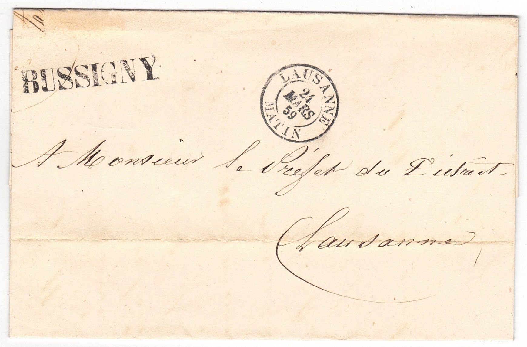 Tutti i francobolli: Lettre de BUSSIGNY pour Lausanne 1859 – Usato da La Tour-de-Peilz venduto da amjust