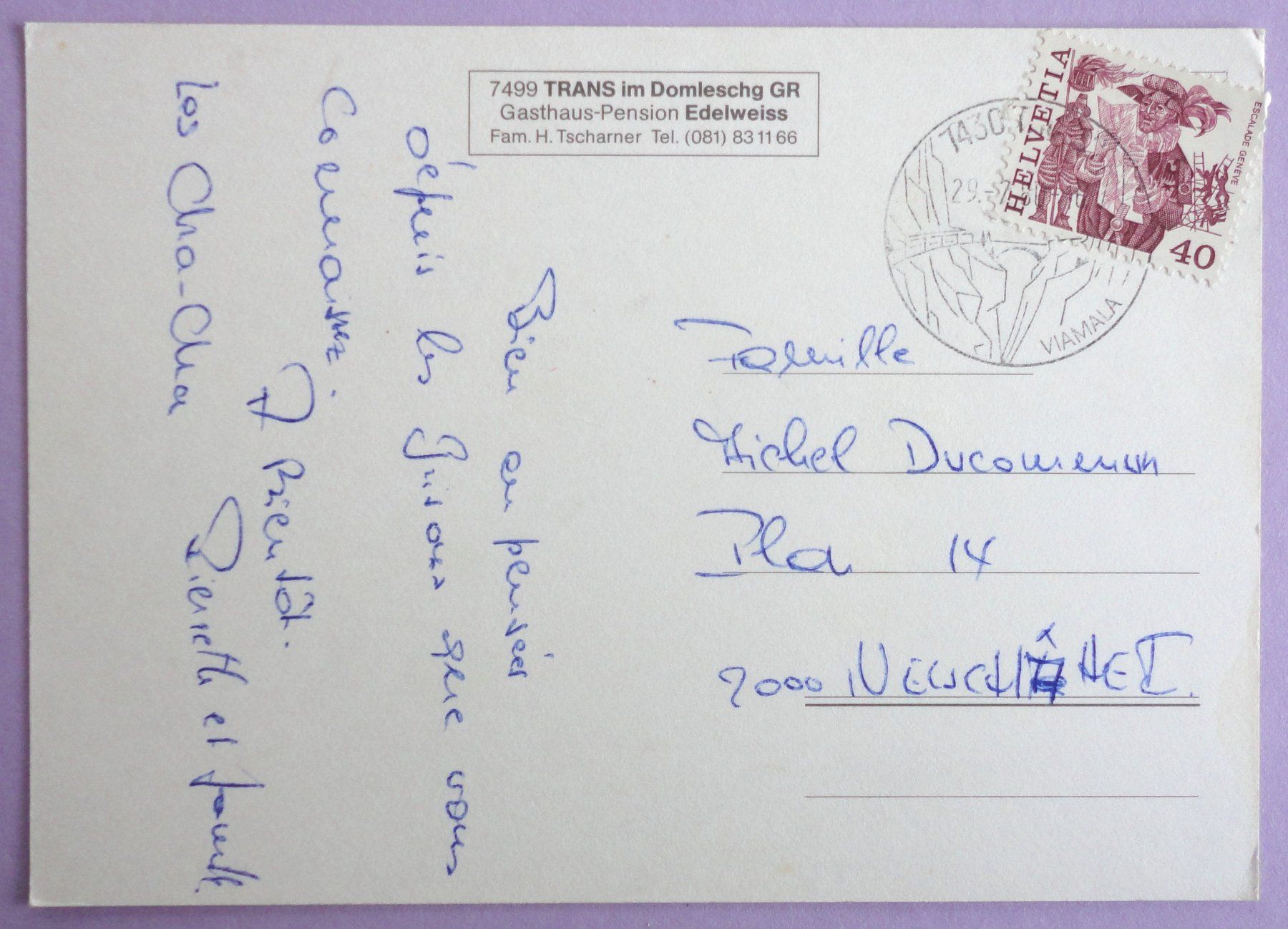 Cartoline postali: Trans im Domleschg – Usato da Fétigny venduto da Billy2miny 1