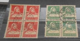 Tell Briefmarke im Viererblock 10 und 20 Rp.