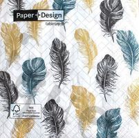Serviette coloured feathers 25x25 (1309) 2Stk.
