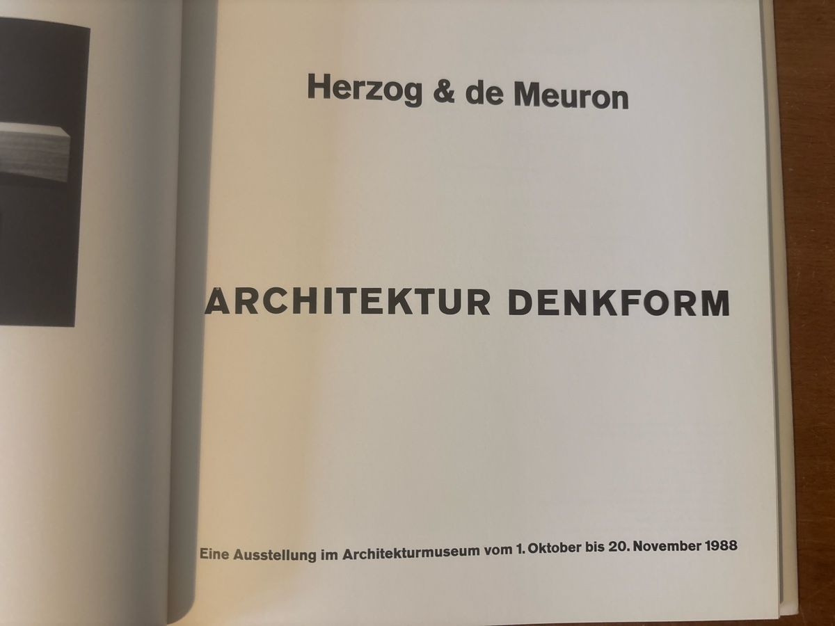 Libri: Herzog & de Meuron, Architektur Denkform (1988) – Usato da Zürich venduto da WWehrle 2