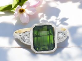 Sale! 1940er-Jahre-Ring – 14K Gold, Turmalin & Diamanten
