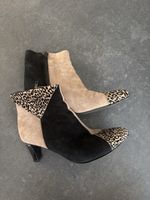 Bottines Azurée pour femme motif léopard noir beige 