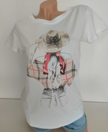 Shirt Print-AA 44-50 onesize 36/38 Weiss/Gold Bauwolle