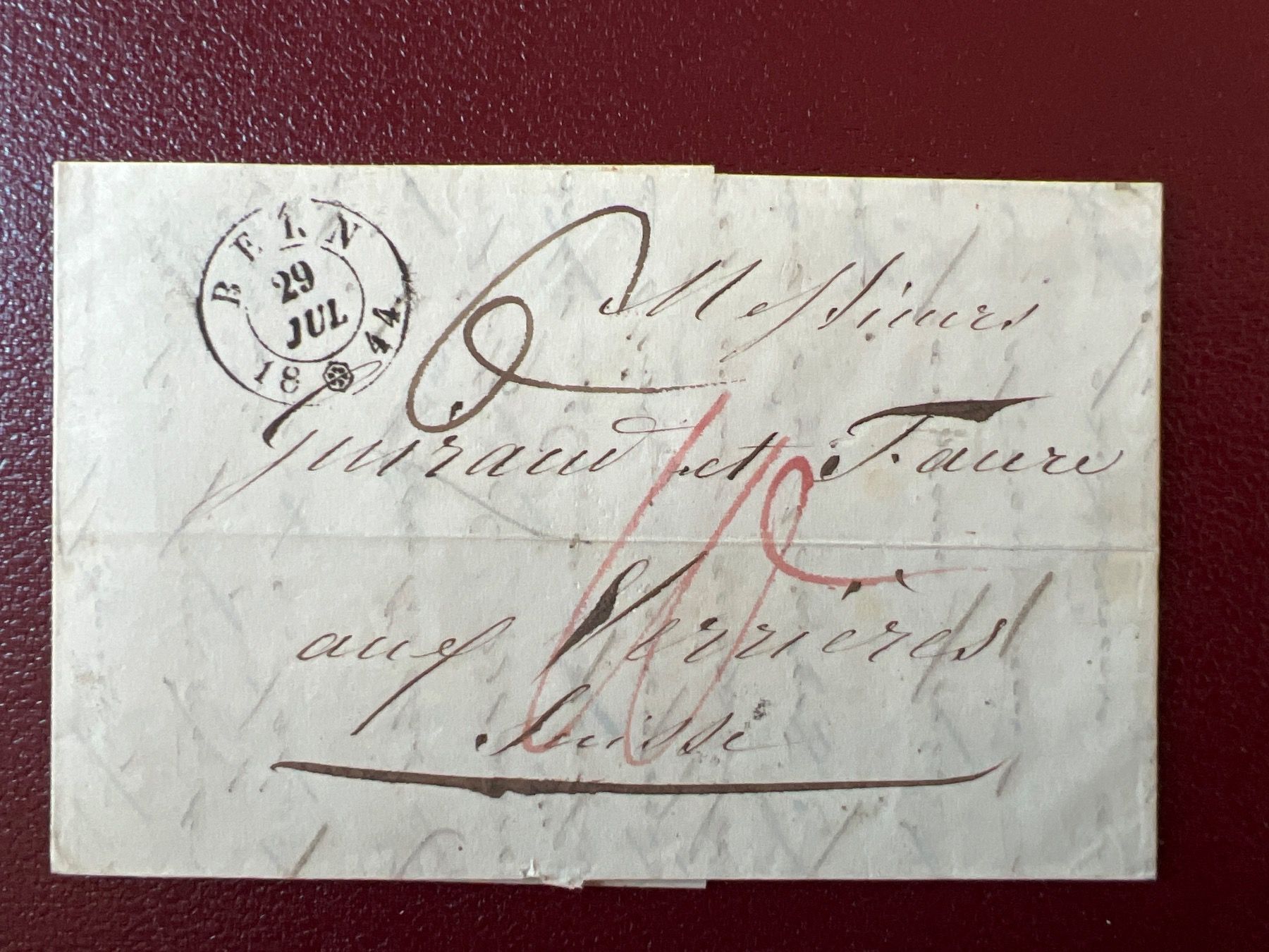 Tutti i francobolli: 1 enveloppe datée 29 juillet 1844 – Usato da Charmey (Gruyère) venduto da Rolando6