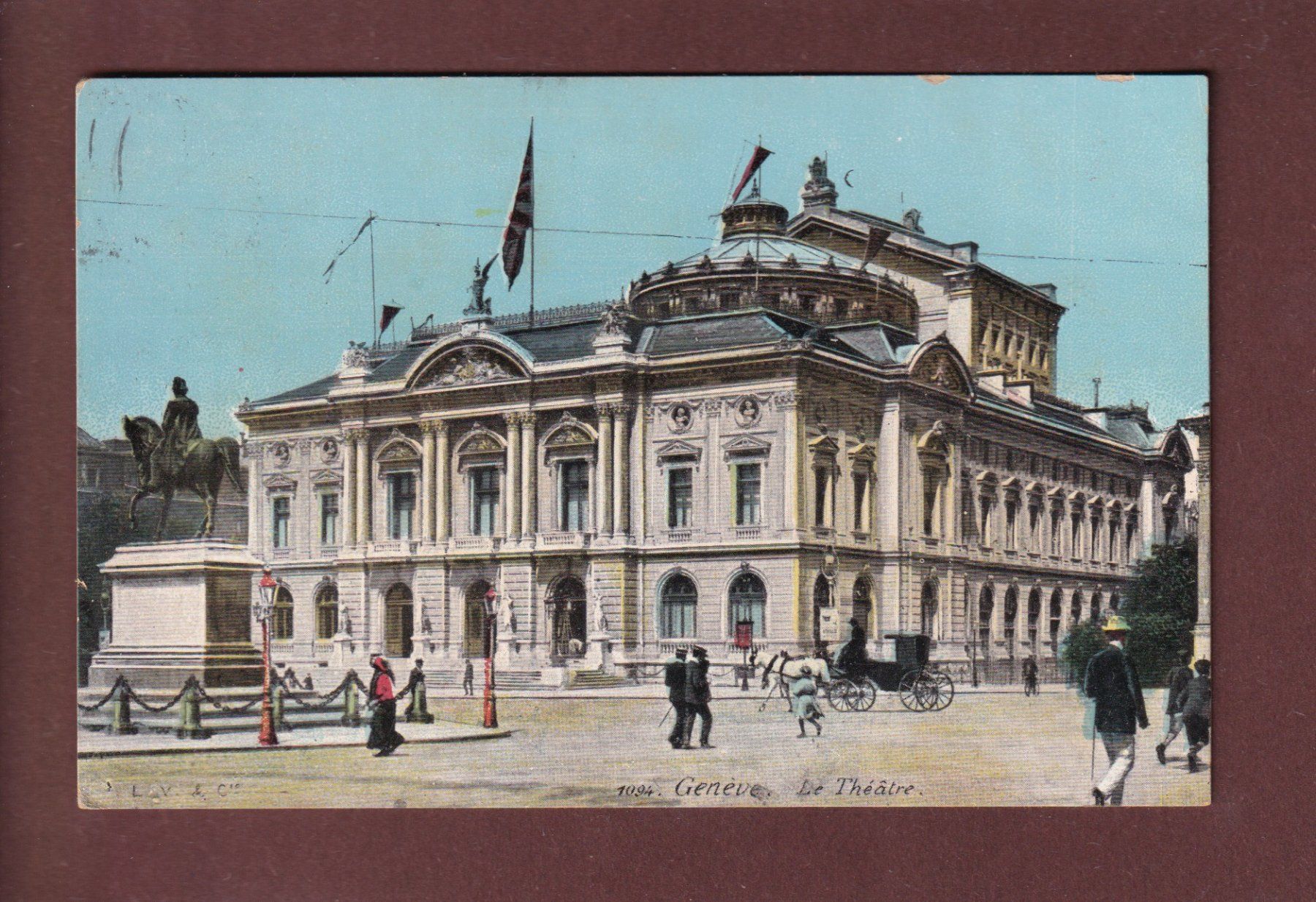 Cartoline postali: GENEVE - Le Théâtre - 1910 – Usato da Pully venduto da nicecards