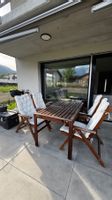 Gartentisch Holz braun mit 4 Stühlen und Polster Gebraucht