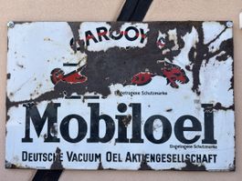 Emaille Reklameschild Email Mobiloel Gargoyle 