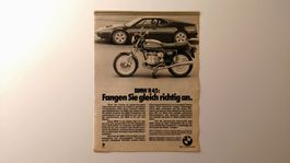 BMW M1 & BMW R45 MOTORRAD - Werbung / Bilddokument / Reklame
