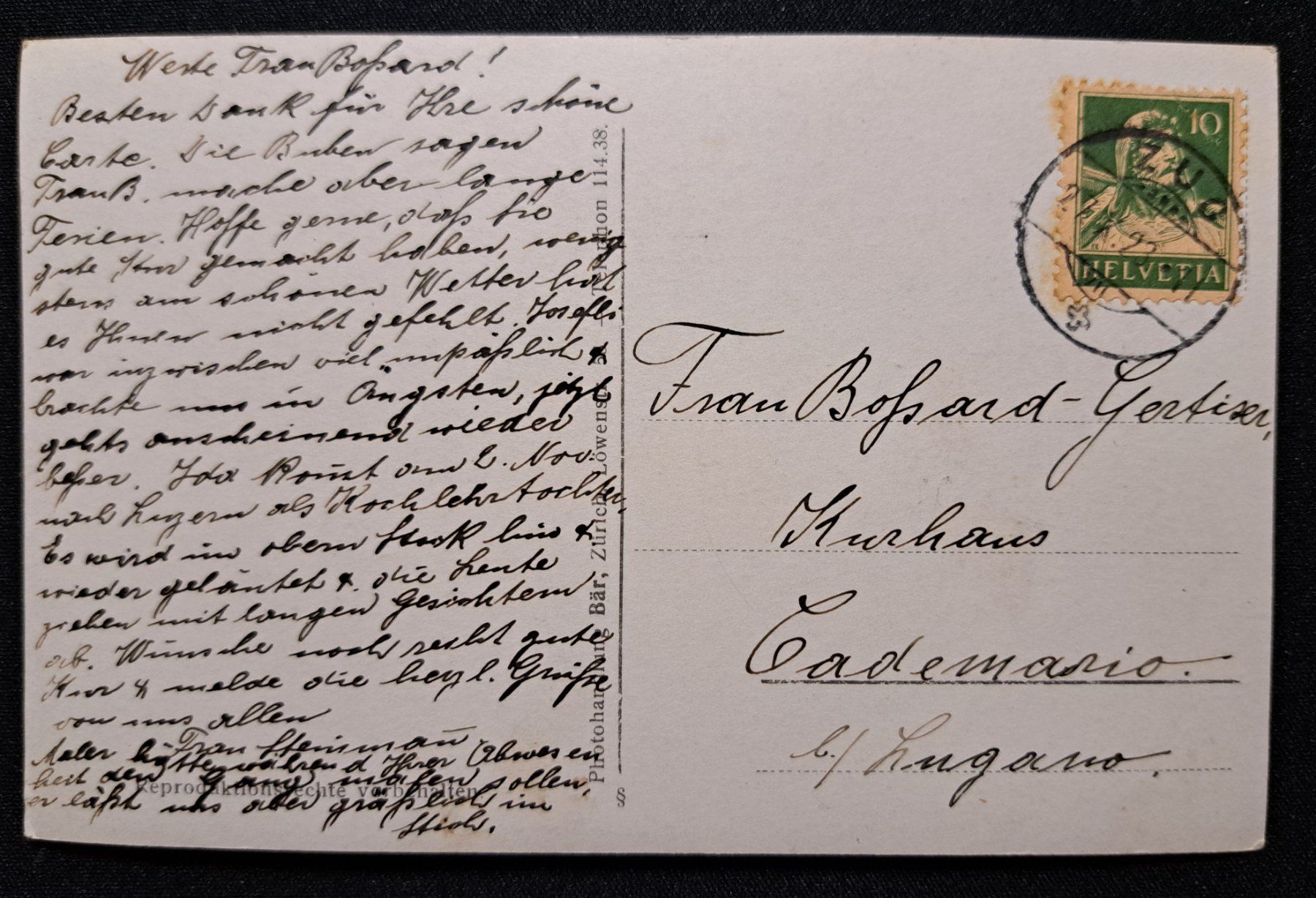 Ansichtskarten: Zug Friedeck 1923 – Gebraucht aus Unterägeri von PhilatelieStudiger 1