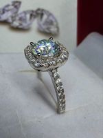 Bague argent avec diamant de moissanite de 2 ct certifié GRA