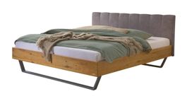 Bett ENRICO Wildeiche massiv gepolstertes Kopfteil 160 x 200
