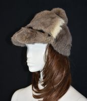 echt Pelz Mütze Hasenfell Hut Kappe/unisex/grau/Gr.56-58 cm