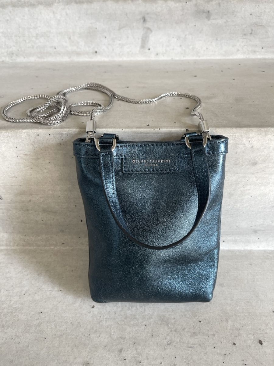 Gianni Chiarini Borse: Gianni Chiarini Mini Tasche Leder Metallic Blau – Usato da Zürich venduto da Recode.Fashion 7