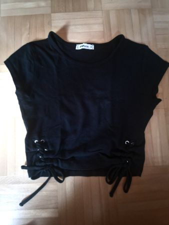 Damen T-Shirt schwarz Grösse S Schnürung guter Zustand