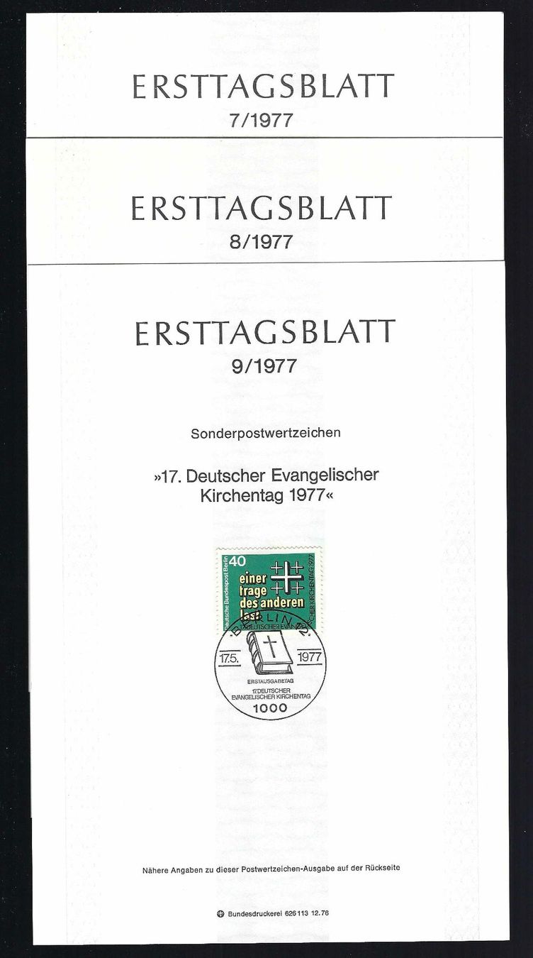 Tutti i francobolli: Erstagsblätter BRD Stempel Berlin 1977 – Usato da Kriens venduto da eiche50 2