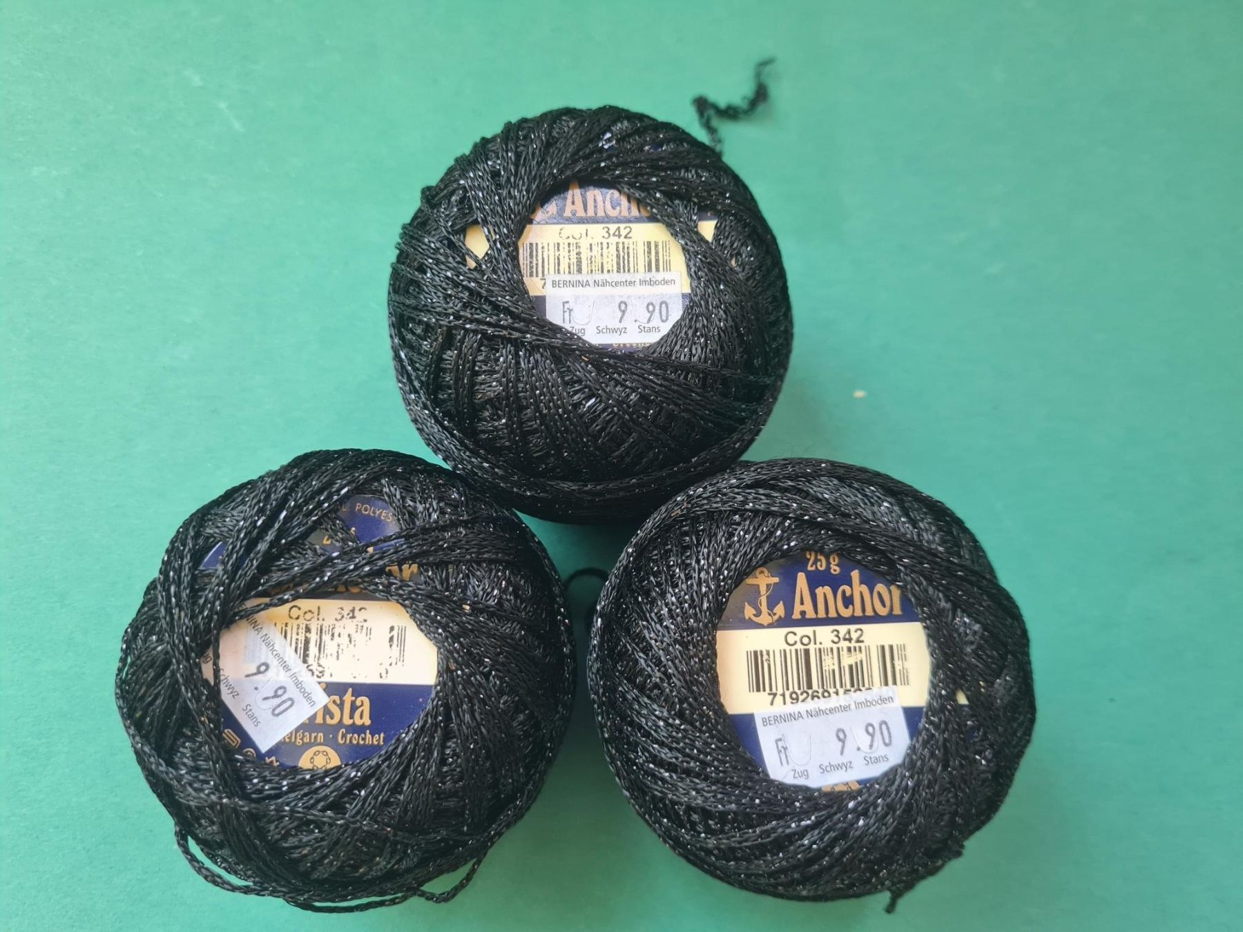 Wolle: Anchor Glitzergarn Schwarz 3 x 25gr NR. 342 – Neu (gemäss Beschreibung) aus Urdorf von sumrum