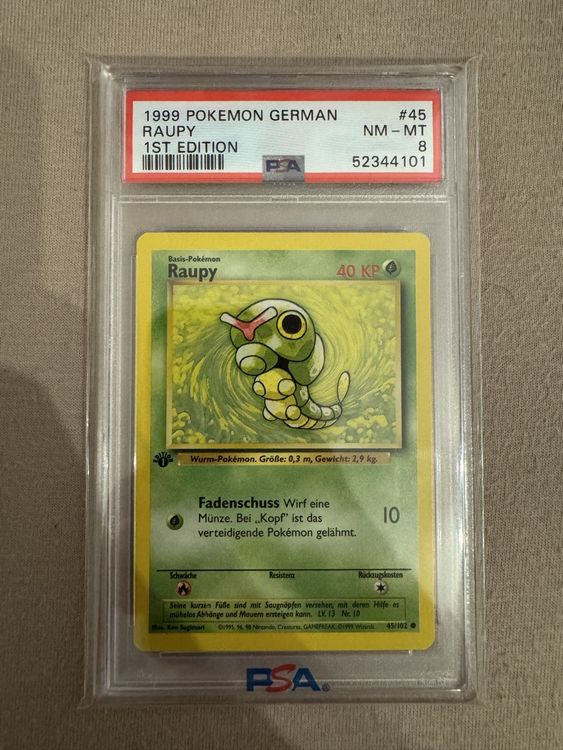 PSA 8 Raupy 45/102 1. Auflage Deutsch Pokemon First Edition (Neu und ...