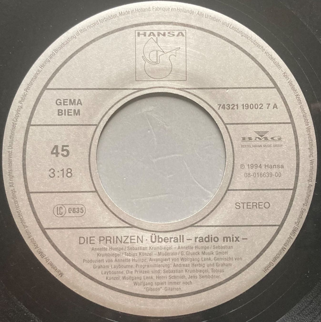 Vinyles: DIE PRINZEN - ÜBERALL – D'occasion à Poliez-Pittet par Newtown-Records 2